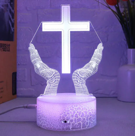 3D Cross LED Touch Lamp